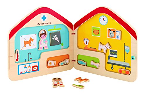 Hape E3016 - Magnetisches Tierarzt-Buch, Holzspielzeug von Hape