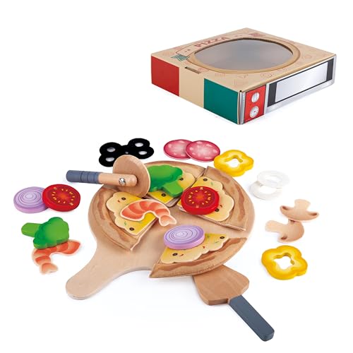 Hape Pizza-Set Küchenspielset mit Pizzakarton-Verpackung für noch mehr Spielspaß von Hape