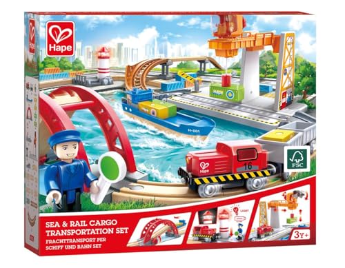 Hape Bahn- und Seefracht Set, Eisenbahn für Kinder, ab 3 Jahren von Hape