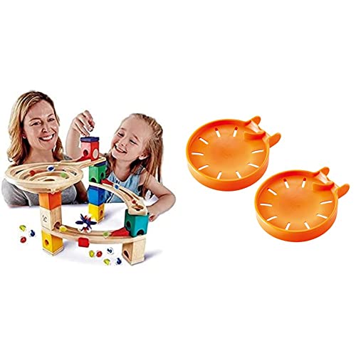 Hape E6021 Starter Set Quadrilla, Kugelbahn mit 27 Bauteilen aus Holz und 30 Murmeln, ab 4 Jahren & E6030 - Murmel-Stopp Doppelpack, Zubehör für Quadrilla Kugelbahnen, ab 4 Jahren, orange Hape E6021 Starter Set Quadrilla, Kugelbahn mit 27 Bauteilen aus Holz und 30 Murmeln, ab 4 Jahren & E6030 - Murmel-Stopp Doppelpack, Zubehör für Quadrilla Kugelbahnen, ab 4 Jahren, orange von Hape