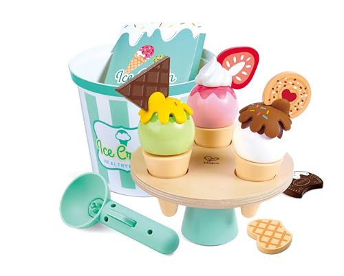 Hape Eiscreme-Set, 3 Bunte Eiskugeln, 3 Soßen und 5 Dessertbeläge, drehbare Eistheke, großer Eisbecher zum Transportieren, ab 24 Monaten Hape Eiscreme-Set, 3 Bunte Eiskugeln, 3 Soßen und 5 Dessertbeläge, drehbare Eistheke, großer Eisbecher zum Transportieren, ab 24 Monaten von Hape