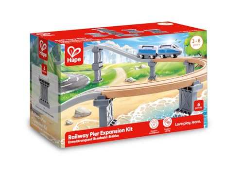 Hape Erweiterungsset Eisenbahn-Pier, Zubehör für Zug aus Holz, 6-teiligen Set, Gleiserhöhungen Hape Erweiterungsset Eisenbahn-Pier, Zubehör für Zug aus Holz, 6-teiligen Set, Gleiserhöhungen von Hape