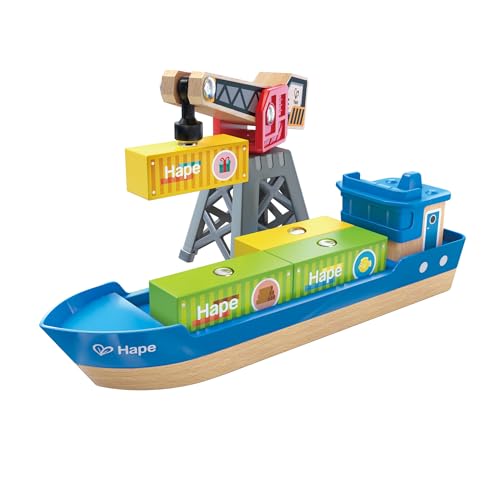 Hape Frachtschiff & Hafenkran, Eisenbahn-Set, ab 3 Jahren, Nicht Angegeben von Hape