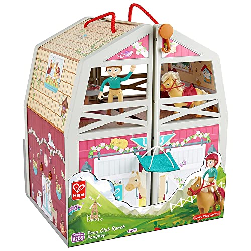 Hape International Hape International Hape Ponyhof | Reiterhof mit viel Zubehör, faltbar zum Mitnehmen, ab 3 Jahren von Hape