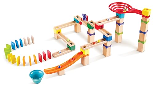 Hape Rasante Murmelbahn mit Domino, Kugelbahn aus Holz, Konstruktionsspielzeug, ab 3 Jahren von Hape