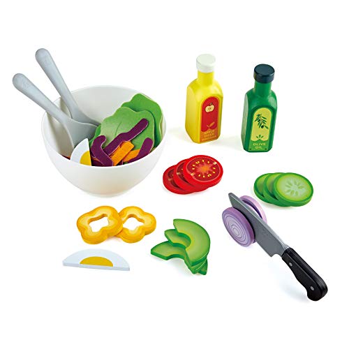 Hape Salat-Set Gartensalat-Set, Koch-Nachahmungsspiel aus Holz für Kinder, Salat-Zutaten und Zubehör für gesunde Essgewohnheiten 1174340 von Hape