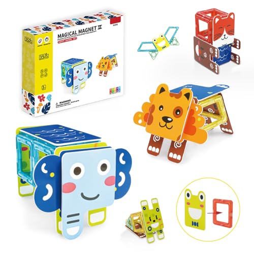 Haphiz 35PCS Magnetische Bausteine Spielzeug Tiere Magnetische Fliesen für 3-10 Jahre Magnetisches Tier Spielzeug，Magnet Spielzeug Kinder STEM Spielzeug Magnetspiele Kinderspielzeug Geschenk von Haphiz