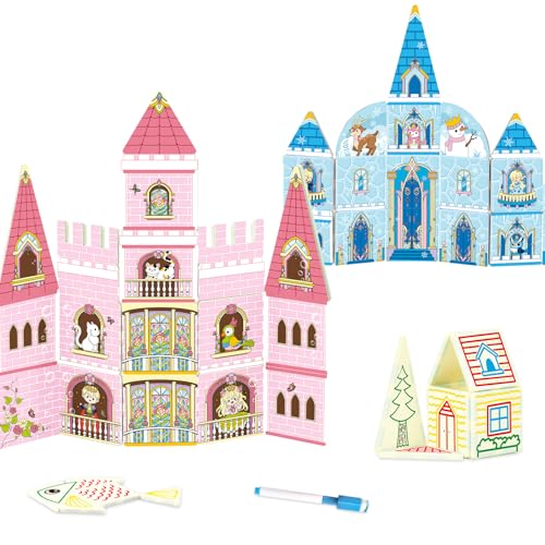 Haphiz 65 Stück Magnetische Castle Bausteine mit Bürsten für 3 4 5 6 7 8 Jahre Magnet Bauklötze Vorschule STEM pädagogische Konstruktion Puzzle Spielzeug, Geschenk für Mädchen Jungen Kleinkind von Haphiz