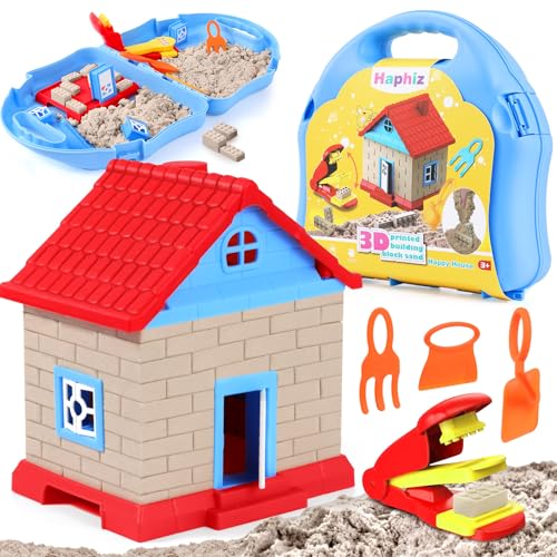 Haphiz Magic Play Sand für Kinder 3 4 5 6 7 8 Jahre Jungen Mädchen Sandbastelsets Magic Spielsand Koffer mit Sand Zaubersand Haus Magischer Sand Sensorisch Construction Sandspielzeug von Haphiz