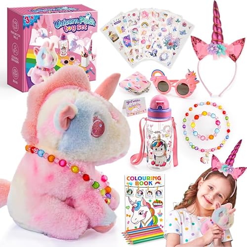 Hapikids Einhorn Geschenke für Mädchen, Einhorn Kuscheltier Geschenk Mädchen 3-12 Jahre Spielzeug ab 3-10 Jahren Mädchen Geburtstagsgeschenk 3-10 Jahre Bastelset Kinder Wassergläser Kinderbrillen von Hapikids