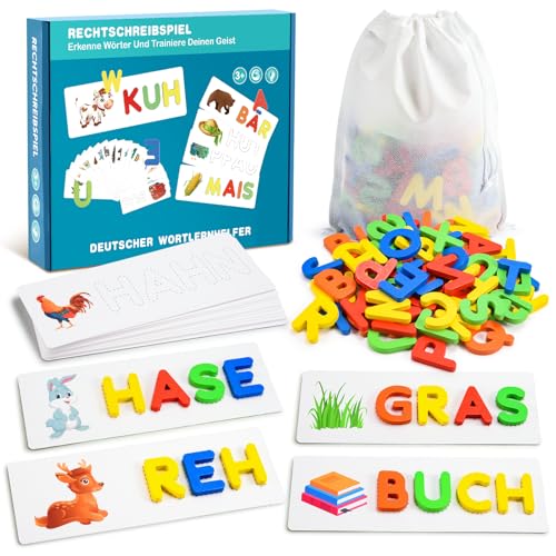 Hapikids Montessori Spielzeug ab 3 Jahre, Buchstaben Lernen Lernspiele ab 3 4 5 6 Jahre Spielzeug ab 3 4 5 6 7 8 Jungen und Mädchen Jahre Mädchen Spiele ab 3 4 5 6 7 Jahren Kinderspielzeug ab 3 Jahre von Hapikids