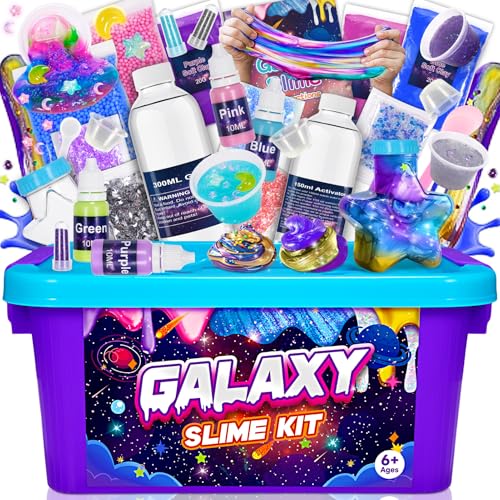 Hapikids Schleim Selber Machen Set, Schleim Kinder Geschenk Mädchen 6 7 8 9 10 11 12 Jahre Galaxy Slime Set zum Selbermachen Junge 6-12 Jahre Geschenkideen DIY Set Kinder Spielzeug Schleimlabor von Hapikids