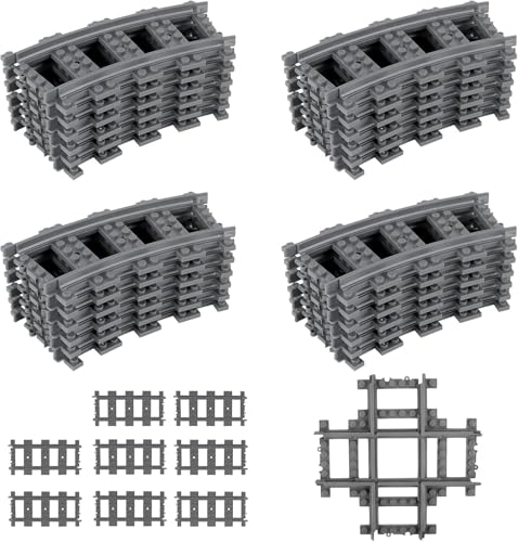 Hapoyxm City Zug Schienen Set - 33 Stück City Eisenbahn Schienen for Train, City Erweiterung Erweiterungsset Gleise Kompatibel mit dem Marktführer, Railway Rails Kinderspielzeug von Hapoyxm