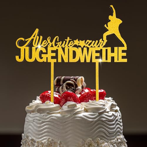 Jugendweihe Tortendeko Holz, Doppelseitig Glitzer Tortenaufleger Alles Gute zur Jugendweihe, Originelle Cake Topper Deko Jugendliche Mädchen Junge Jugendweihe Tortendeko Holz, Doppelseitig Glitzer Tortenaufleger Alles Gute zur Jugendweihe, Originelle Cake Topper Deko Jugendliche Mädchen Junge von Happirra