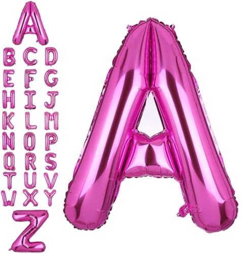 Happium Folien-Luftballons mit Großbuchstaben, 35,6 cm, Hot Pink, einzelner Mylar-Ballon, Geburtstagsparty, Dekoration, Versorgung, Babyparty, Buchstabe A von Happium