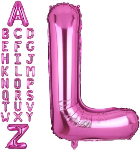 Happium Folien-Luftballons, Großbuchstabe, L, 35,6 cm, Hot Pink, einzelner Mylar-Ballon, Geburtstagsparty, Dekoration, Versorgung, Babyparty, Buchstabe L von Happium