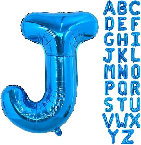 Happium 35,6 cm großes Alphabet A-Z Buchstabe, Zahl 0-9 Folienballons benutzerdefinierte Ballon (Königsblau, J) von Happium