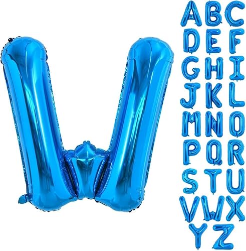 Happium Folien-Luftballons, Großbuchstabe, Buchstabe W, 35,6 cm, Königsblau, einzelner Mylar-Ballon, Geburtstagsparty, Dekoration, Versorgung, Babyparty (Buchstabe W) von Happium