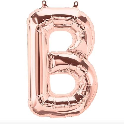 Happium 35,6 cm großes Alphabet A-Z Buchstabe, Zahl 0-9 Folienballons benutzerdefinierte Ballon (Roségold, B) von Happium