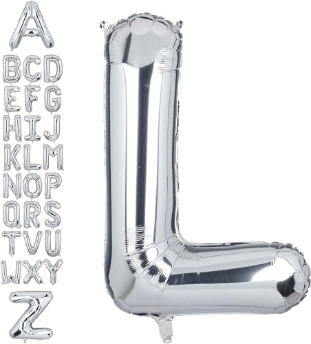 Happium Folien-Luftballons, Großbuchstabe, Buchstabe L, 35,6 cm, einzelner Mylar-Ballon, Geburtstagsparty, Dekoration, Versorgung, Babyparty, Buchstabe L von Happium