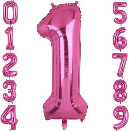 Happium Folienballons, 35,6 cm, Großbuchstaben A-Z, Zahl 0–9, benutzerdefinierter Ballon (Hot Pink, 1) von Happium