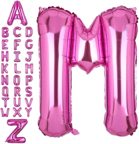 Happium Folien-Luftballons mit Großbuchstabe M, 35,6 cm, Hot Pink, einzelner Mylar-Ballon, Geburtstagsparty, Dekoration, Versorgung, Babyparty, Buchstabe M von Happium