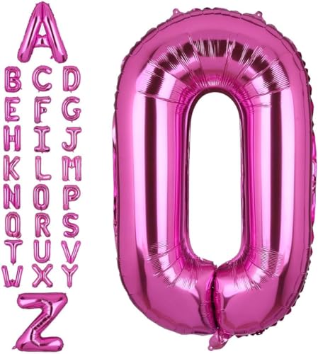 Happium Folien-Luftballons, Großbuchstabe, Buchstabe O, 35,6 cm, Hot Pink, einzelner Mylar-Ballon, Geburtstagsparty, Dekoration, Versorgung, Babyparty, Buchstabe O von Happium