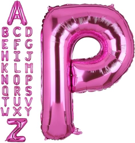 Happium Folienballons mit Buchstaben A-Z, 35,6 cm (14 Zoll), Zahl 0–9 (Hot Pink, P) von Happium