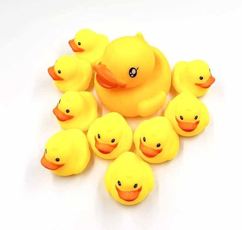 Happium Mumien-Ente, Mini-Gummienten, 10 Stück, quietschende gelbe Ente, Badespielzeug, Planschbecken-Spiel, Sommer-Wasserspaßspielzeug für Kinder (Kids Edition) von Happium