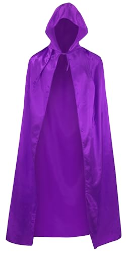 Happy Cherry Frauen Männer Krawatte Kapuze Cosplay Mantel Pull-on Leichte glänzende Wadenlänge Lange Robe Leistung Pretend Play Übergröße Umhang Lila 150 von Happy Cherry