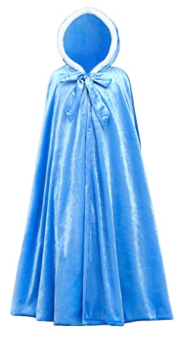 Happy Cherry Mädchen Umhang mit Kapuze Kinder Kleidung Cape Prinzessin Outfits Cosplay Party Kostüm Größe L/9-12 Jahre-B-Blau von Happy Cherry