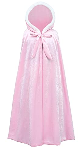 Happy Cherry Mädchen Umhang mit Kapuze Kinder Kleidung Cape Prinzessin Outfits Cosplay Party Kostüm Größe L/9-12 Jahre-B-Rosa von Happy Cherry