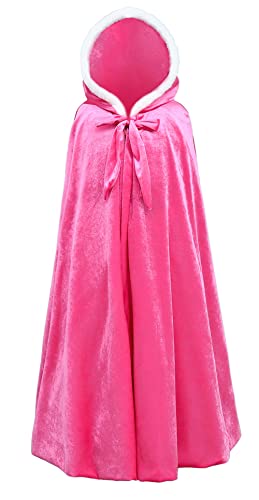 Happy Cherry Mädchen Umhang mit Kapuze Kinder Kleidung Cape Prinzessin Outfits Cosplay Party Kostüm Größe L/9-12 Jahre-B-Rose von Happy Cherry