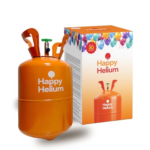 Happy Helium® 2x Ballongas Helium für 30 Luftballons | Heliumgas mit Füllventil - Balloon Gas 200 Liter (0,2m³) für Geburtstag, Hochzeit, Party von Happy Helium