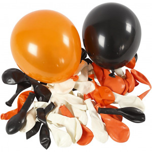 Luftballons, Schwarz, Orange, Weiß, Rund, D 23-26 cm, 100 Stk/ 1 Pck von Happy Moments