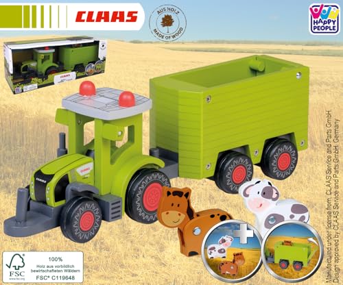 Happy People CLAAS Holz AXION 870 Traktor + Viehanhänger von Happy People