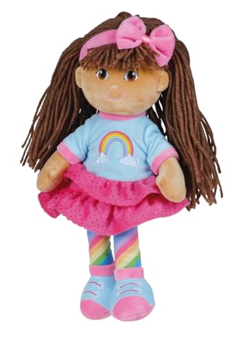 Schlenkerpuppe Mia, ca. 30 cm groß, Stoffpuppe mit Haarschleife und Outfit im Regenbogendesign, gestickte Augen, Nasen und Mund, Handwäsche, ab 0 Monate+ Schlenkerpuppe Mia, ca. 30 cm groß, Stoffpuppe mit Haarschleife und Outfit im Regenbogendesign, gestickte Augen, Nasen und Mund, Handwäsche, ab 0 Monate+ von Happy People