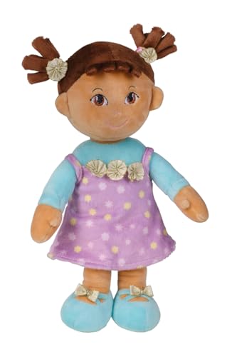 Schlenkerpuppe Sophia, ca. 25cm groß, Stoffpuppe mit braunem Haar, Zwei Zöpfen und lila Kleid mit Applikationen, gestickte Augen, Mund, Nase, Handwäsche, ab 0 Monate+ Schlenkerpuppe Sophia, ca. 25cm groß, Stoffpuppe mit braunem Haar, Zwei Zöpfen und lila Kleid mit Applikationen, gestickte Augen, Mund, Nase, Handwäsche, ab 0 Monate+ von Happy People