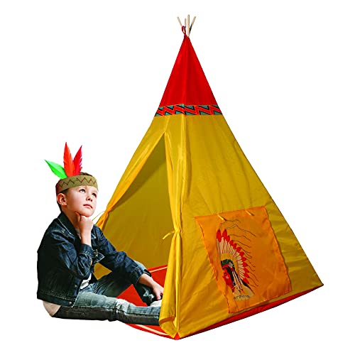 Happy Sun 705500651 Indianer Spielzelt Basic für Kinder, 100x100x135cm, faltbar, Kinder, Farbe gelb, einzigartig von Happy Sun