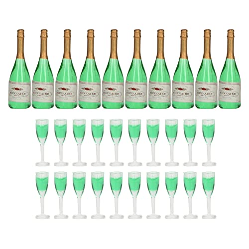 HappyFit 10 Sets Puppenhaus-Champagner-Set, DIY Miniatur-Simulationsmodell, Miniatur-Weinflaschen, lebensechte PVC-Puppenhaus-Dekoration von HappyFit