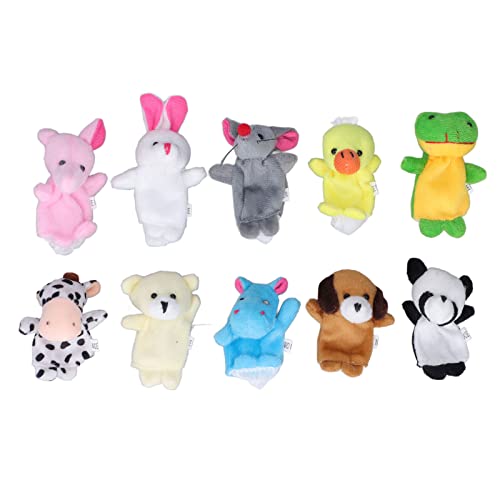 HappyFit 10 Stück Fingerpuppen, Kurze Plüsch-Handpuppen, niedliche Cartoon-Tier-Handpuppen-Handschuhe für Kinder ab 3 Jahren von HappyFit