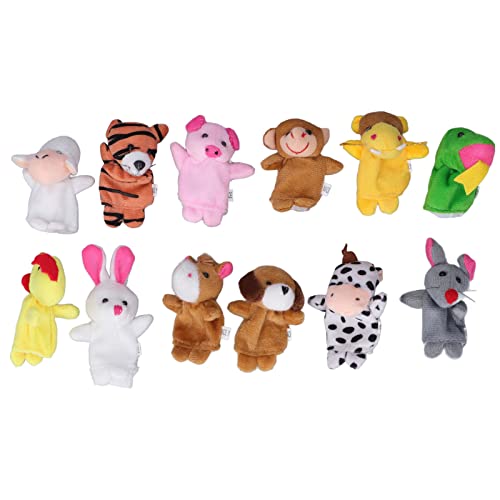 HappyFit 12 Stück Fingerpuppen, niedlich, weich, kurz, Plüsch, Cartoon-Tier, für Kleinkinder, Kinder, Babys, Handpuppen-Spielzeug-Set für 3+ von HappyFit