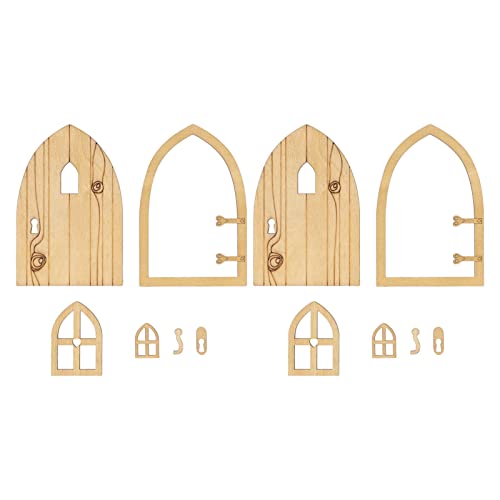 HappyFit 2 Sets 1:12 Puppenhaus Garten Landtür Holzfenster Miniatur Cottage Tür Dekoration Zubehör von HappyFit