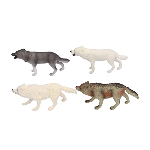 HappyFit 4-teilige Wolf-Spielzeugfiguren, handgefertigt, hochsimulierte Tier-Actionfiguren, Spielsets für die Sammlung, Schulbildung von HappyFit