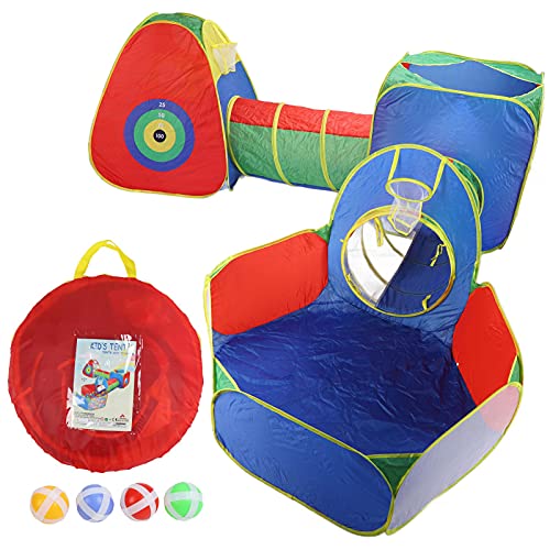 HappyFit 5-in-1-Spielzelt-Set für Kinder, tragbar, faltbar, Krabbeltunnel, Kinderspielhaus für drinnen und draußen von HappyFit