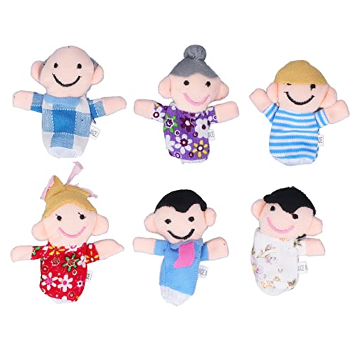 HappyFit 6-teiliges Fingerpuppen-Set, niedliche Familie, Plüsch-Fingerpuppe, Puppen-Requisiten zum Geschichtenerzählen für Lehrer und Eltern von HappyFit