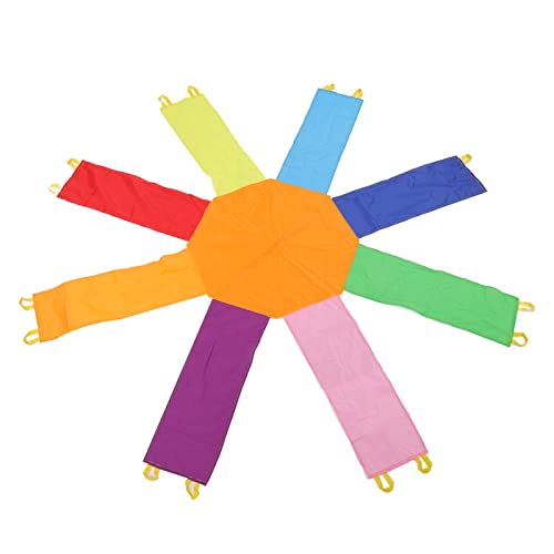 HappyFit Achteckiger Regenschirm für lustiges Spiel, Früherziehung, interaktives Kindergarten-Sinnestraining, Regenbogen-Regenschirm mit 16 Griffen (2,4 m/7,9 Fuß) von HappyFit