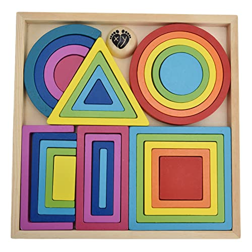 HappyFit Baby Blocks Stapelpuzzle-Set, Bunte Holzbausteine, Lernspielzeug-Set von HappyFit