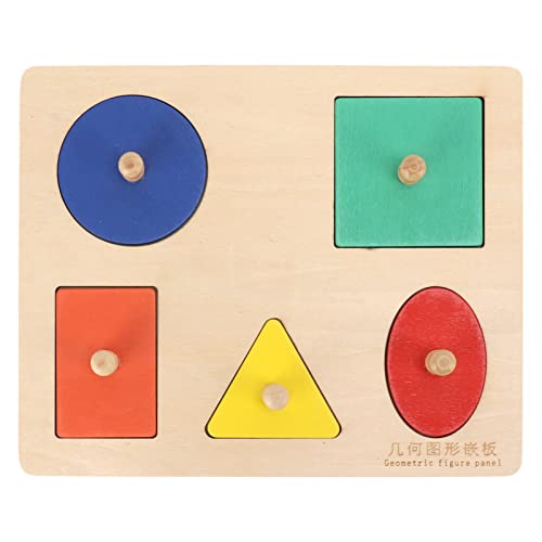 HappyFit Baby Kleinkinder 5-Farben-Knopf-Puzzle-Spielzeug Urlaub Party Lustiges Holz-Puzzle mit geometrischer Form Lernspielzeug von HappyFit