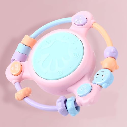 HappyFit Baby-Musikinstrument, multifunktional, vorschulisch, pädagogisches Lernen für Kleinkinder und Kleinkinder (Rosa Perlentrommel) von HappyFit